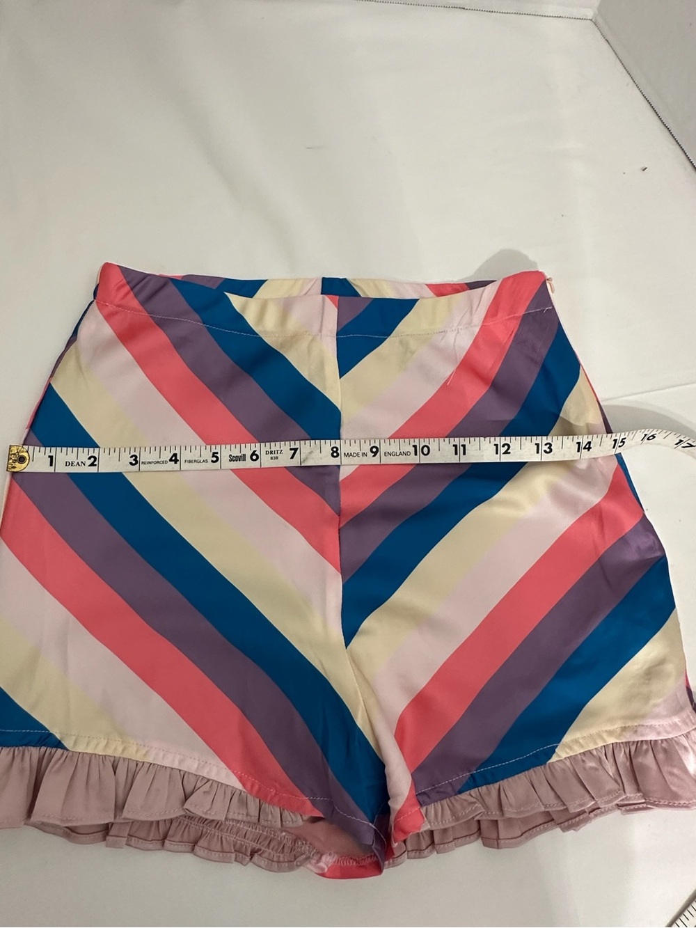 NWT Serpenti Chevron Stripe Ruffle Hem Micro Hot Shorts Pinup Style Retro XSmall - Picture 11 of 13